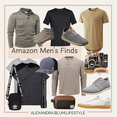 Amazon Men Finds!! Mens tops, Henley long sleeve, and mens shoes and sneakers, bears grooming kit, mens bags! 

#LTKmens #LTKshoecrush #LTKsalealert