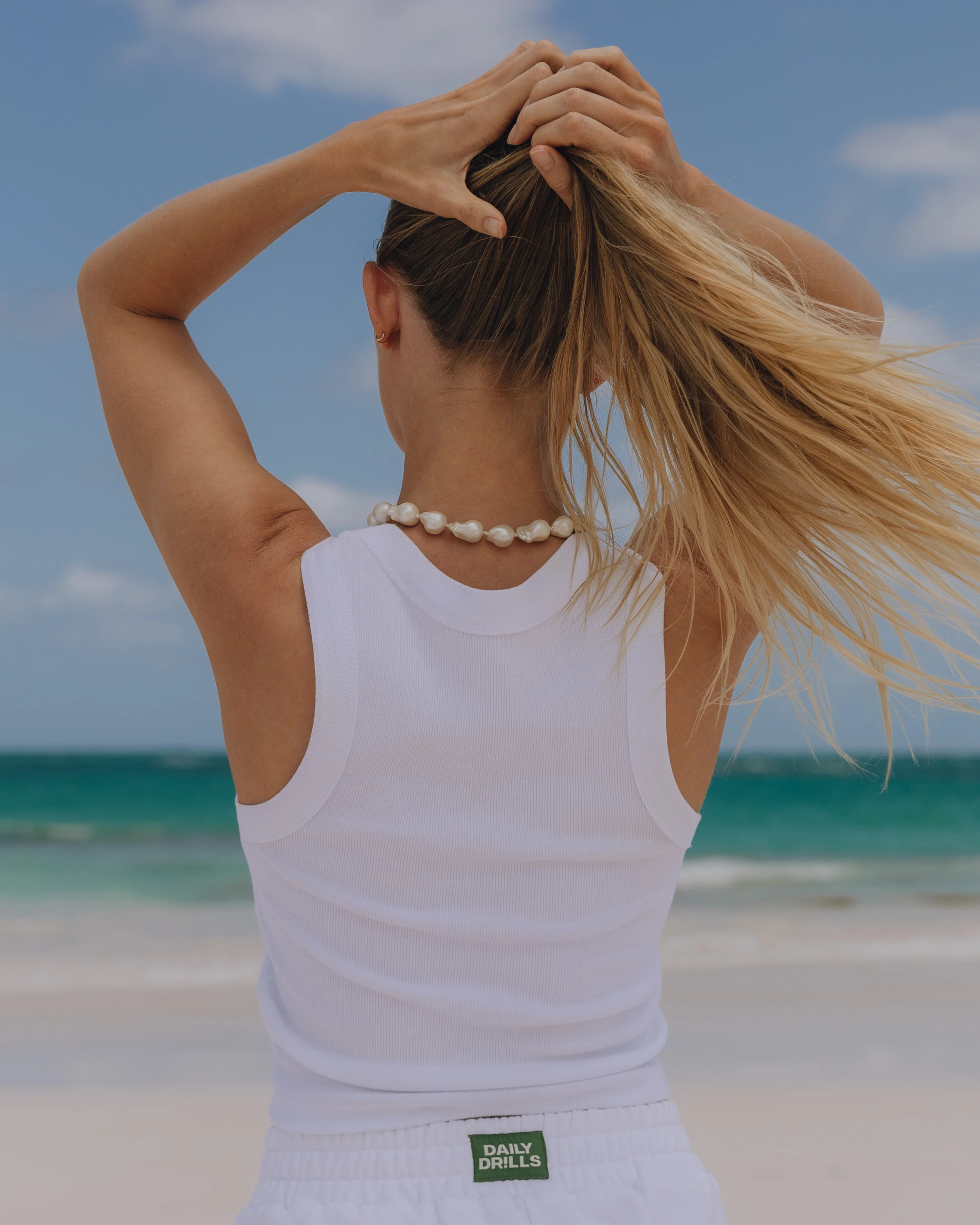 Logo Ribbed Tank - White | Daily Drills