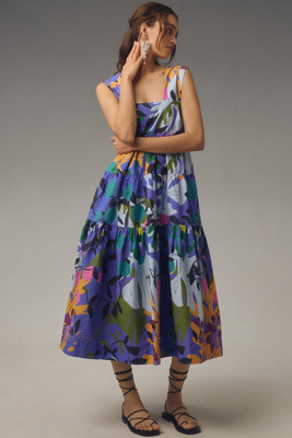 The Helena Square-Neck Tiered Midi Dress: Smocked Edition | Anthropologie (US)