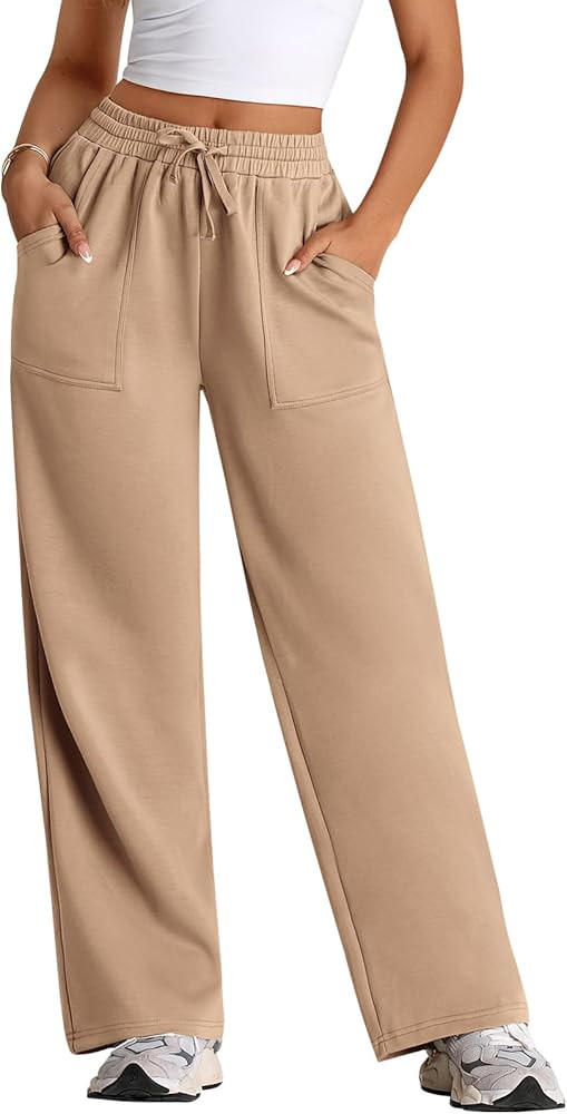 PRETTYGARDEN Women Sweatpants 2024 Trendy Lounge Outfits Straight Leg High Waisted Joggers Casual... | Amazon (US)