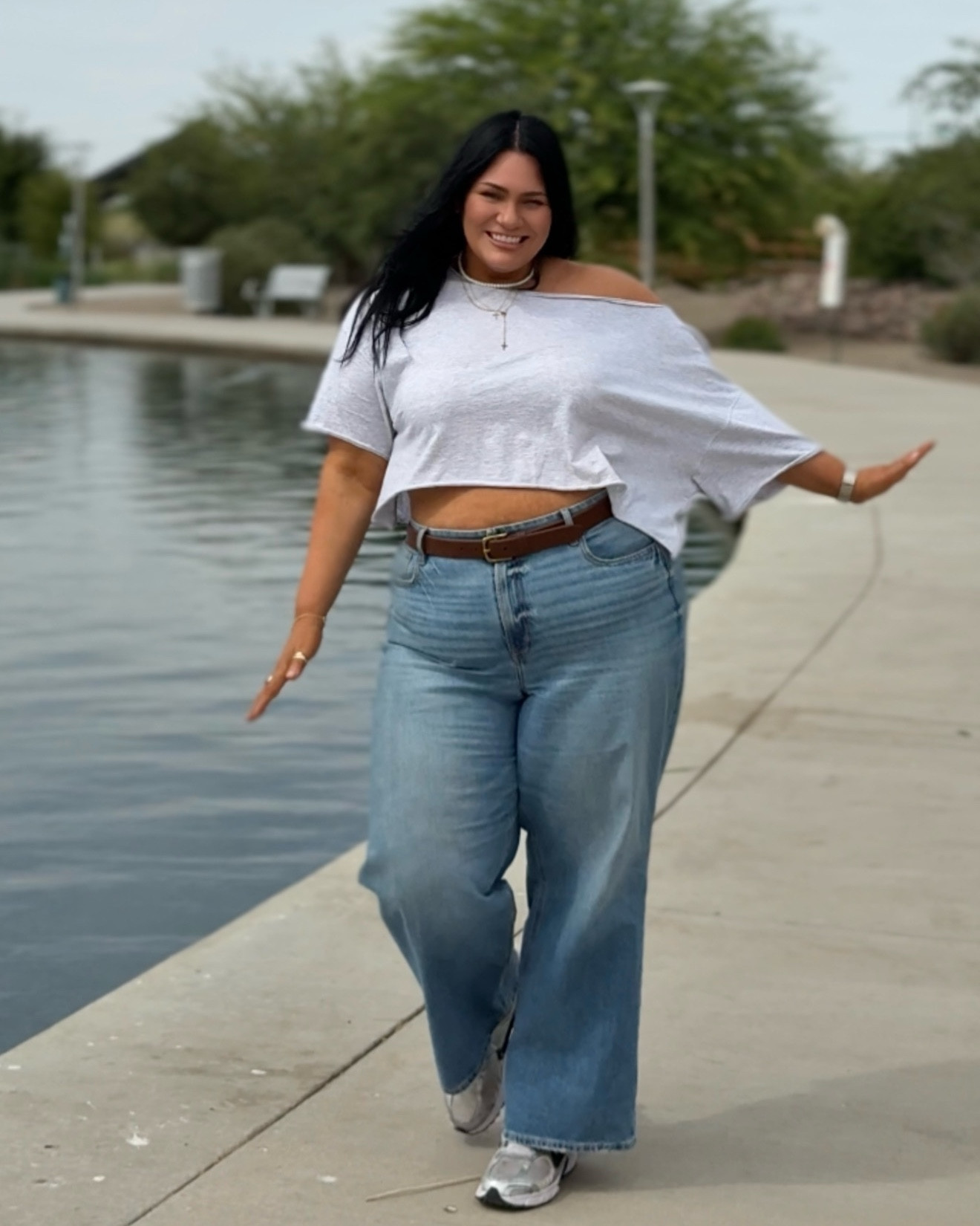 Love these aerie off the shoulder shirts. I size up for sleeve length and crop to the length I want. Perfect for working out too! 

#LTKxAerie #LTKPlusSize #LTKMidsize