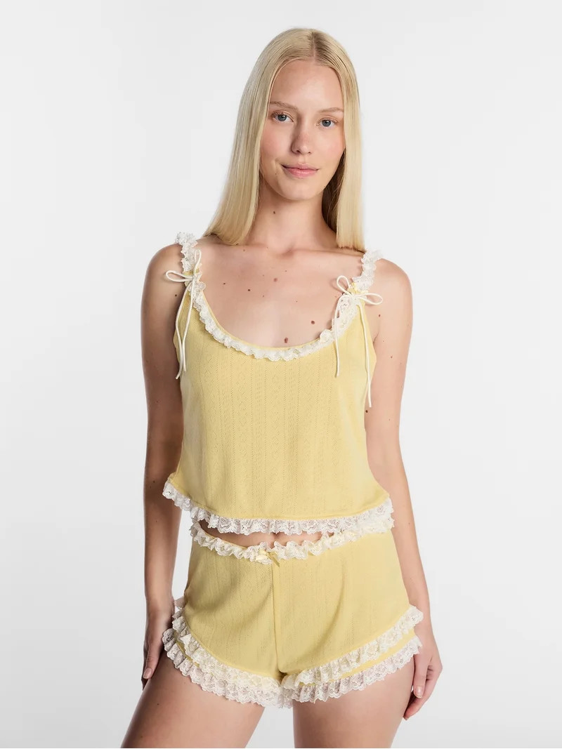 Kacey Lee Women's Pointelle Ruffle Sleep Set, 2-Piece, Sizes XS-XXL | Walmart (US)