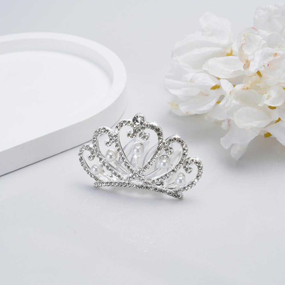 Mini Crowns Pearl Tiaras Mini Tiara Headband Rhinestone Princess Hair Accessories Tiny Crown Hair... | Amazon (US)