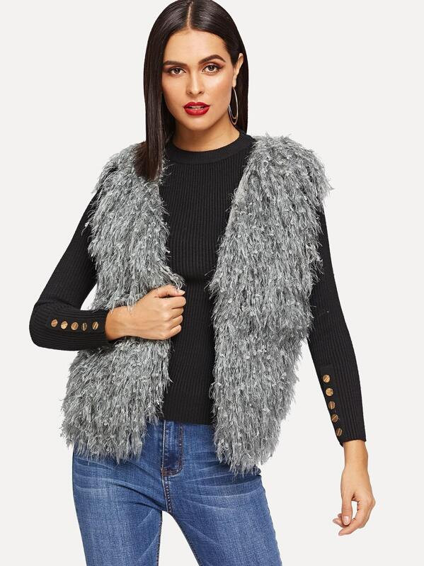 Shaggy Fringe Sweater Vest | SHEIN