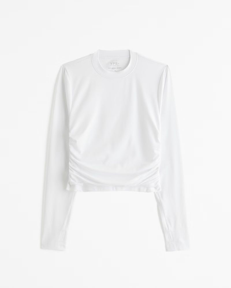 YPB powerSOFT Long-Sleeve Ruched Mockneck Top | Abercrombie & Fitch (US)