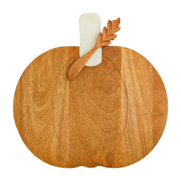 Wood & marble pumpkin board set | Mud Pie