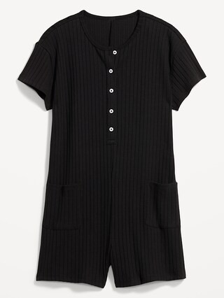Rib-Knit Henley Pajama Romper for Women -- 3.5-inch inseam | Old Navy (US)