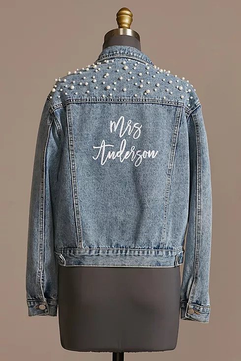 Personalized Pearl Studded Denim Jacket | Davids Bridal