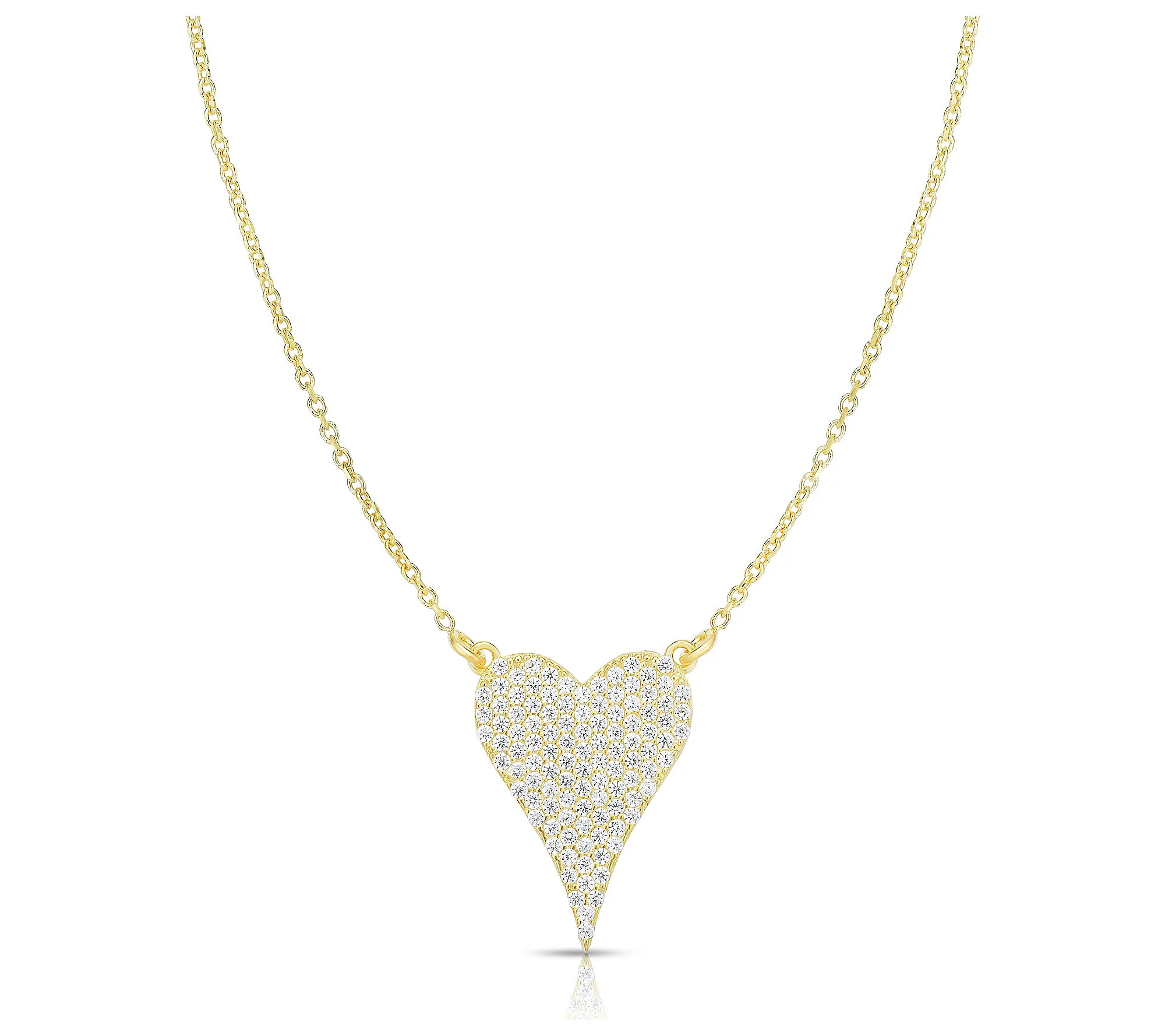 Sterlina Silver Dainty Pave Heart Necklace, Ste rling | QVC