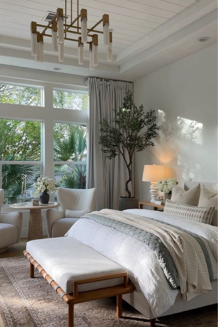 Bedroom, bedding, bed, bench, chairs, tree, table, pillows, lamp

#LTKHome #LTKFamily #LTKStyleTip