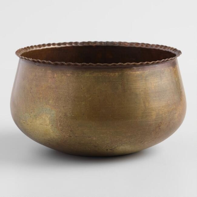 Aged Brass Wide Planter | World Market