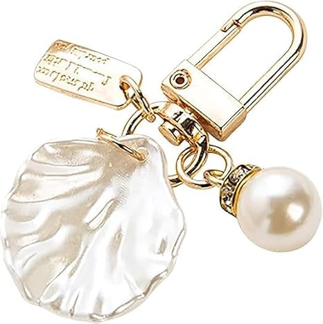 Gold Pendant Handbag Rhinestones Keychain Keyring Shell Purse Charm Crystal Pearl Keychains Car R... | Amazon (US)