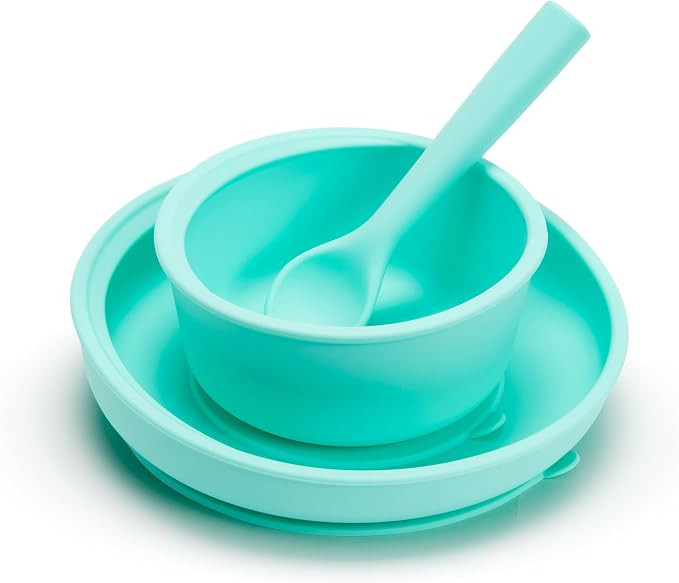 Munchkin Silicone Baby Feeding Set, Toddler Suction Bowl, Plate and Spoon, Baby Led Weaning and I... | Amazon (US)