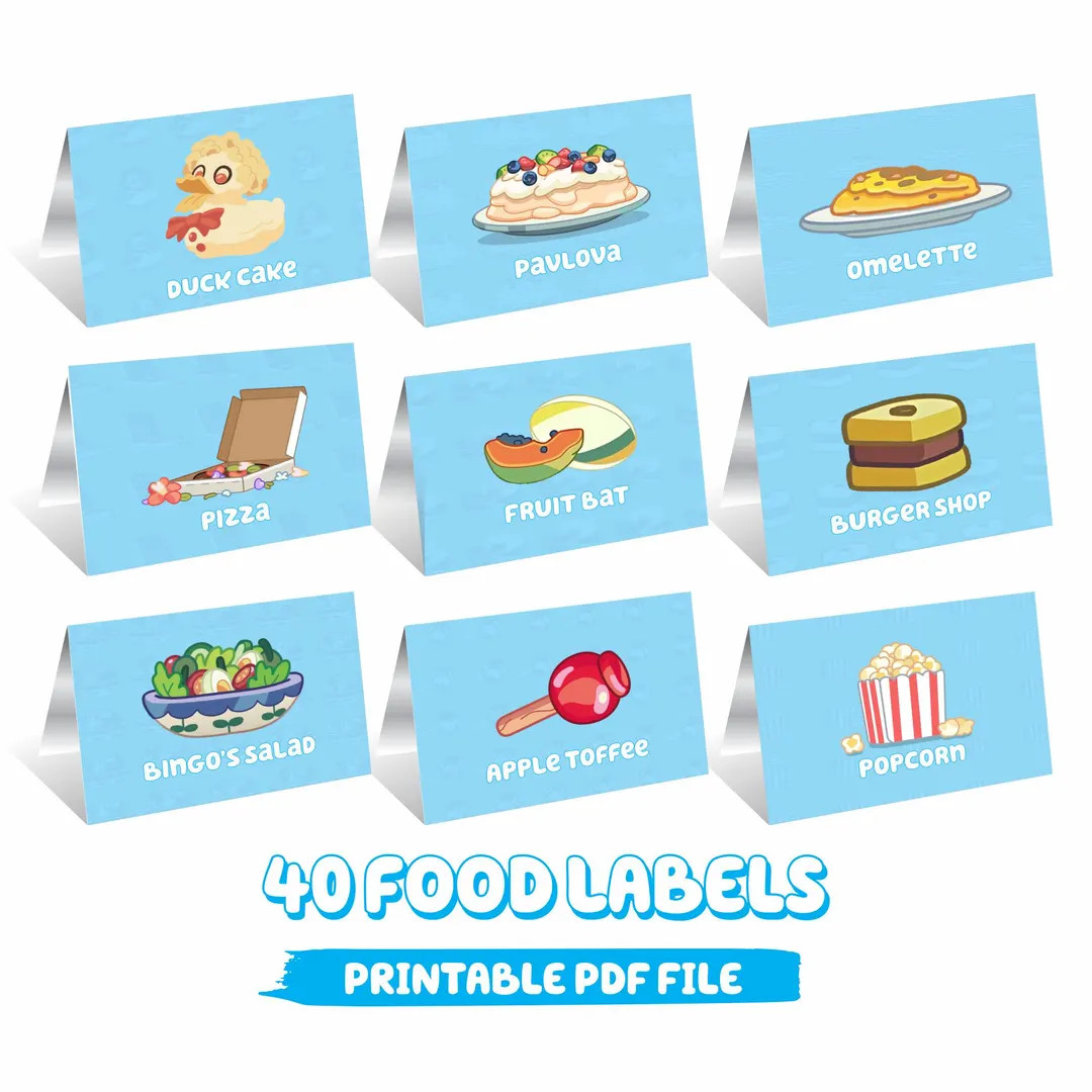 40 Food Tent Blue Dog Party Place Card Bluedog Table Tent Party Decor Food Label Themed Birthday ... | Etsy (US)