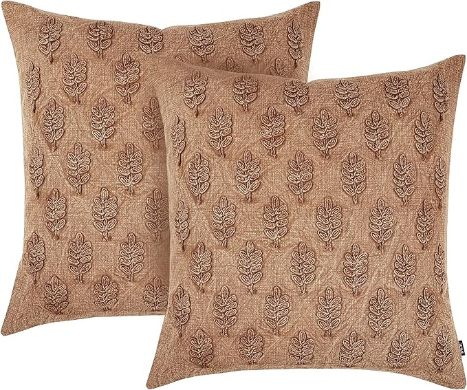 ZOMI Set of 2 Throw Pillow Covers 20x20 Inches 100% Cotton Stonewashed Decorative Pillows Covers ... | Amazon (US)