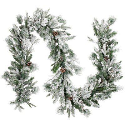 Northlight Real Touch™️ Flocked Rosemary Emerald Angel Pine Artificial Christmas Garland - 9' x 14" - Unlit | Target