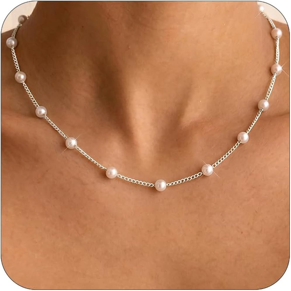 Gold Pearl Necklaces for Women - White Pearls Jewelry Gifts Wedding Bride Bridesmaid Jewelry | Amazon (US)