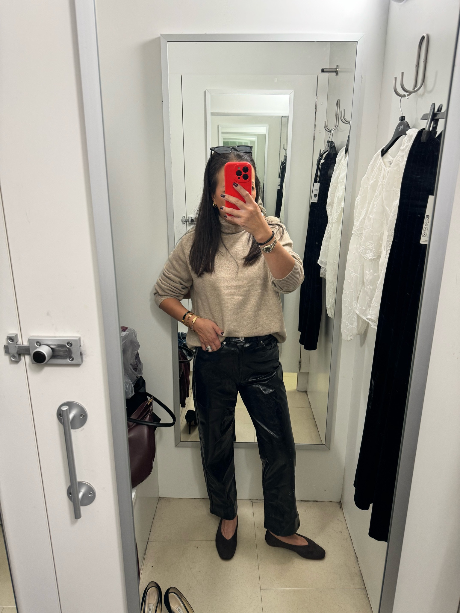 Shiny leather trouser love 🖤 True to size I wear the uk8 short leg which is perfect at 5”3

#LTKeurope #LTKautumn