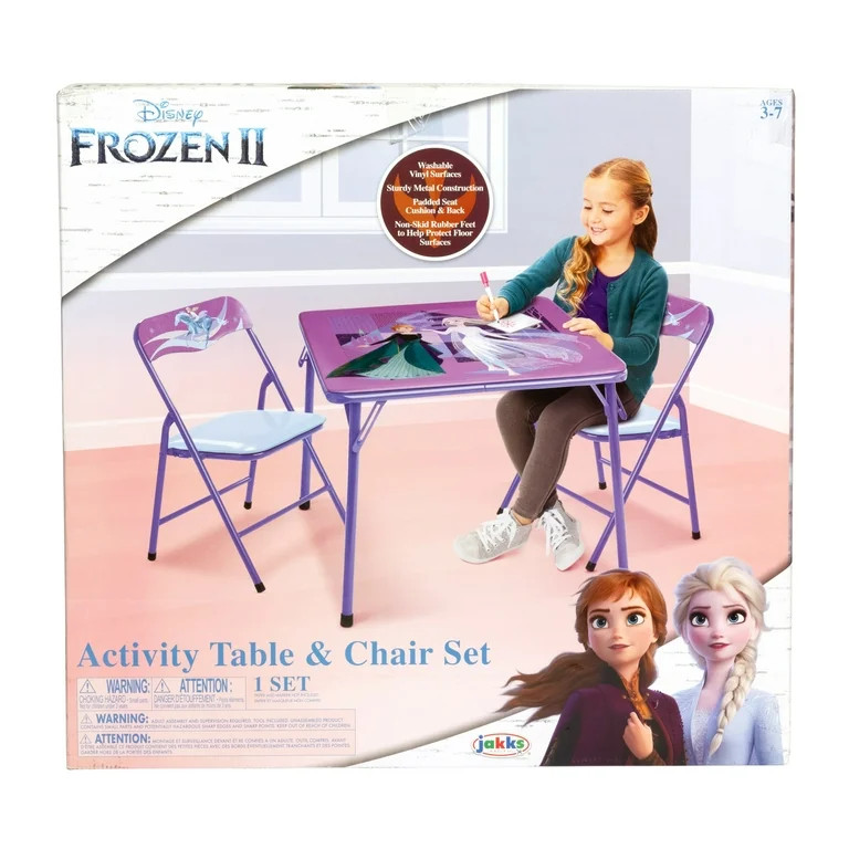 Disney Frozen Kids 3-Piece Activity Table and Chair Set, Purple | Walmart (US)