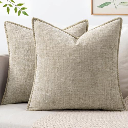 MIULEE Decorative Couch Throw Pillow Covers 20x20 Inch Light Taupe 2 Pack | Amazon (US)