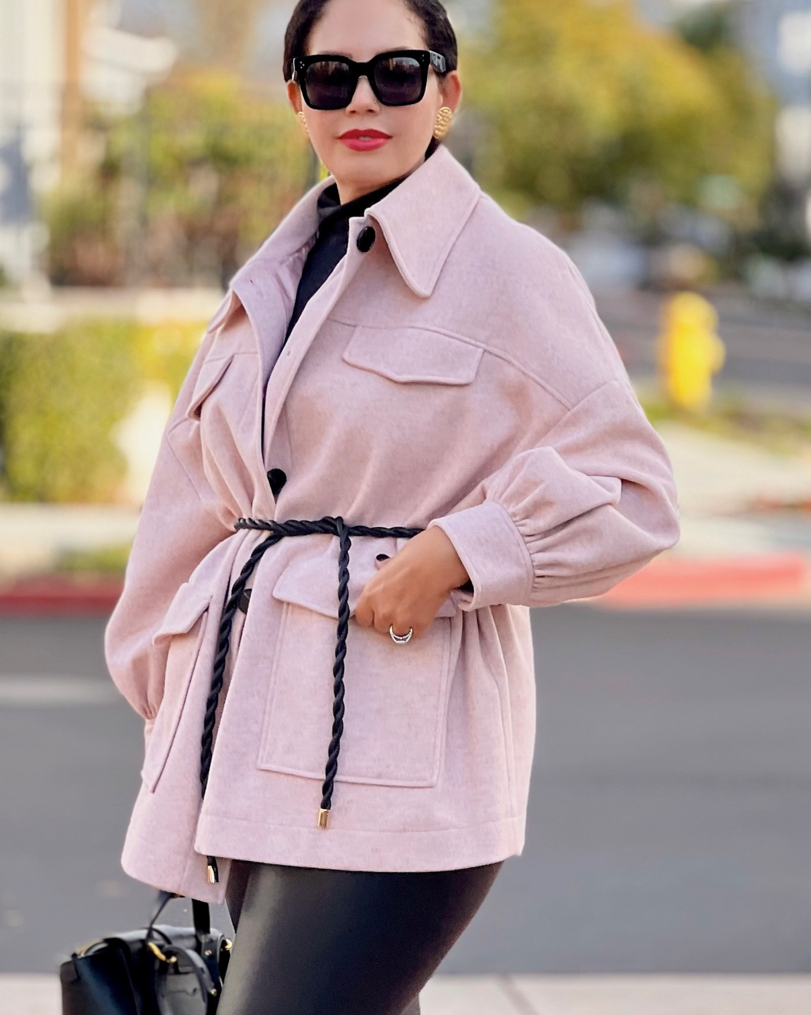 Pink shacket, rope belt, faux leather vegan legging

#LTKstyletip #LTKunder50 #LTKcurves