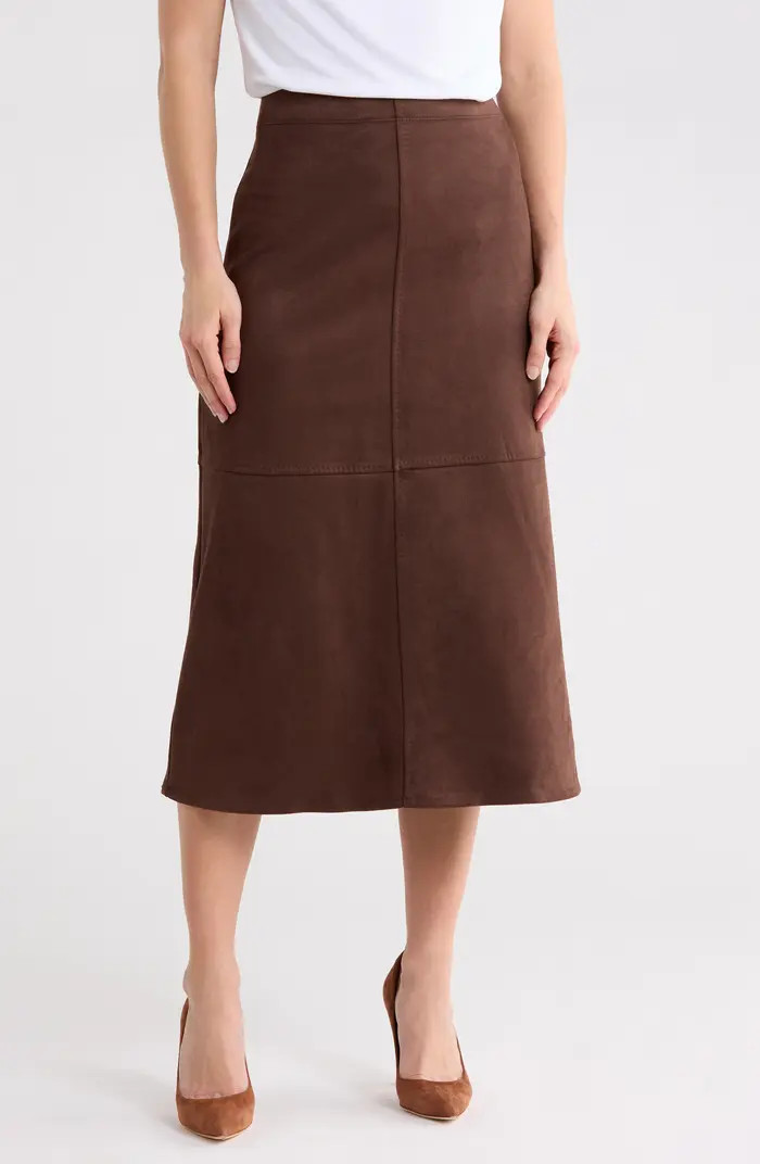 MAX STUDIO Faux Suede A-Line Midi Skirt | Nordstromrack | Nordstrom Rack