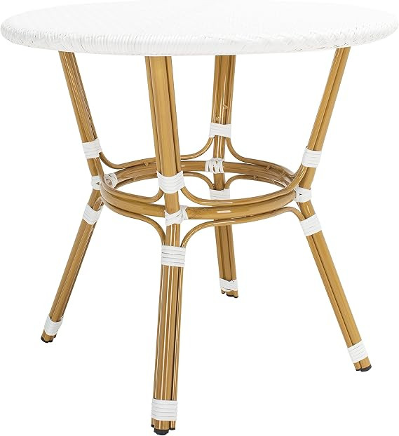 Safavieh PAT4012C Outdoor Collection Sidford White Rattan Bistro Table | Amazon (US)