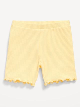 Rib-Knit Lettuce-Edge Biker Shorts for Toddler Girls | Old Navy (US)