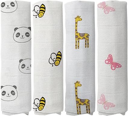 Muslin Swaddle Blankets 100% Soft Muslin Cotton Neutral Receiving Blanket for Boys and Girls Larg... | Amazon (US)