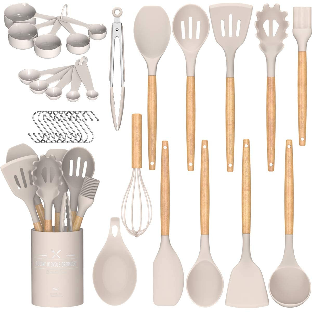 Umite Chef Kitchen Cooking Utensils Set, 33 pcs Non-Stick Silicone Cooking Kitchen Utensils Spatu... | Amazon (US)
