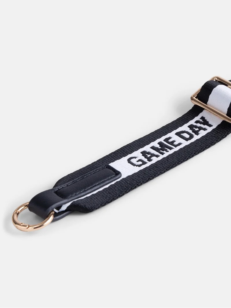 No Boundaries Women\u2019s Game Day Webbed Bag Straps, Black & White | Walmart (US)
