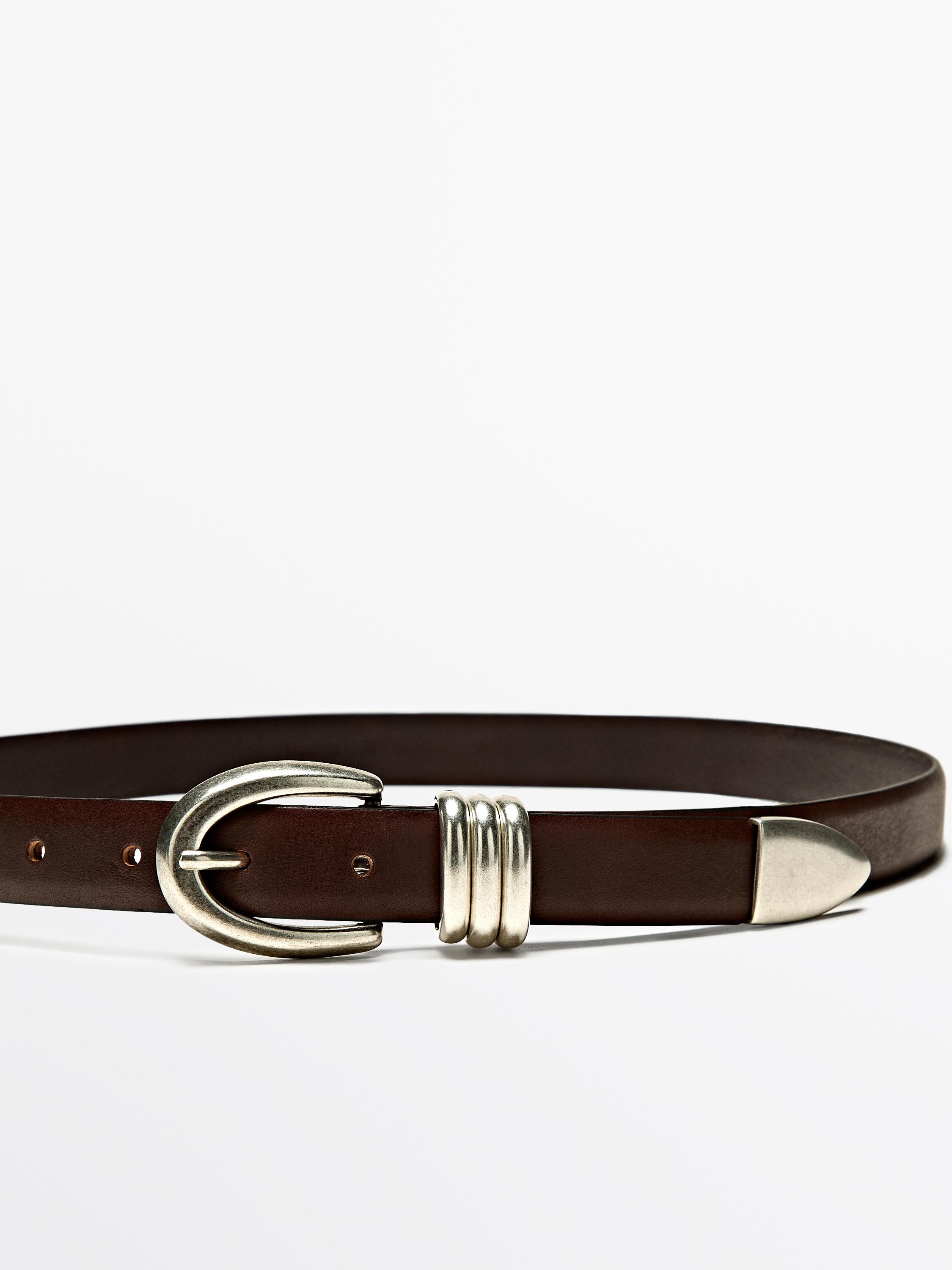 Gürtel aus Nappaleder mit Metalldetail | Massimo Dutti DE