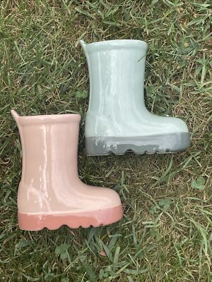 Dolomite RUBBER GALOSHED BOOT VASE L L Bean Wellies Pink Green SET of 2❤️blt39j5  | eBay | eBay US