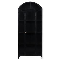 Open Box Stancil Industrial Loft Matte Black Iron Frame Clear Glass Door Arch Display Case | Kathy Kuo Home