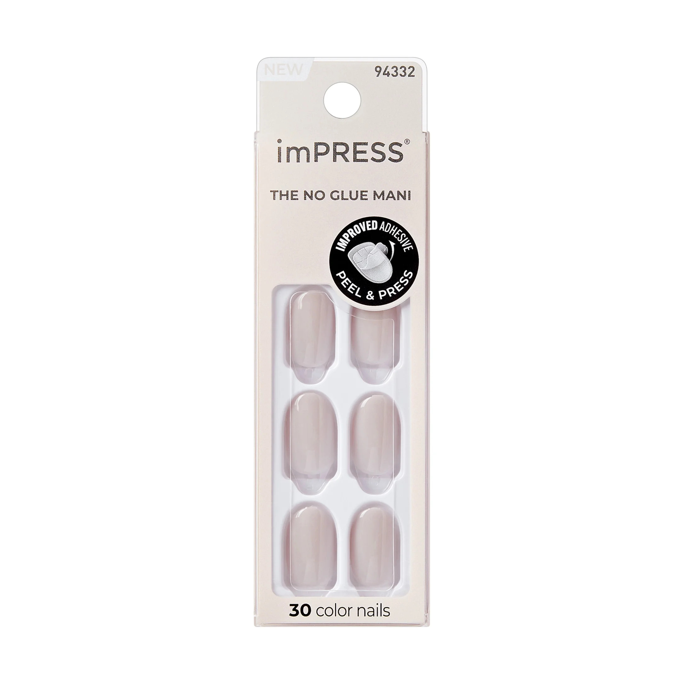 KISS imPRESS No Glue Needed Press On Nails, Color, Velvet Twilight, Beige, Short Oval, 30 Count | Walmart (US)