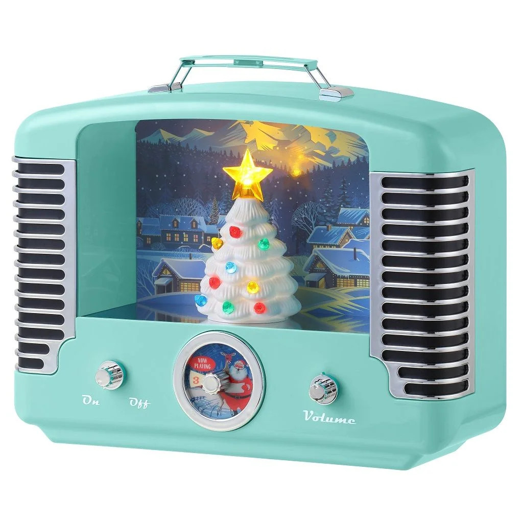 Mr Christmas Plastic Holiday Radio Lit Tree, Teal, 12" | Walmart (US)