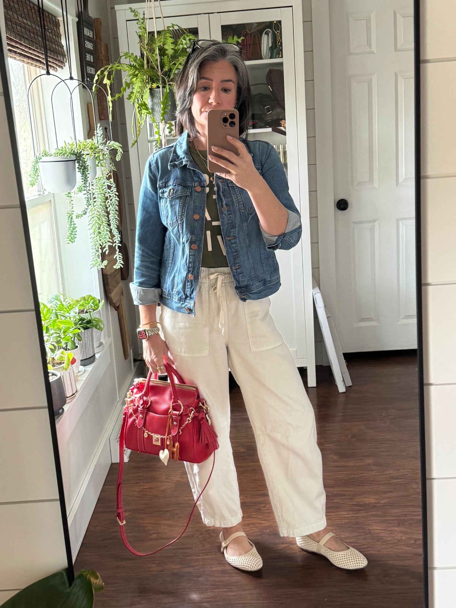 OOTD for a casual Wednesday of meetings and running errands. 

Tee is from old navy and out of stock, pant run BIG so size down. 

#LTKOver40 #LTKSeasonal #LTKStyleTip