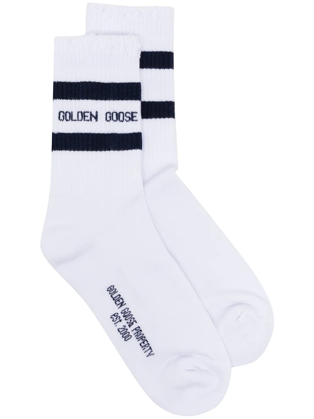 Golden Goose Stripe Trim Ribbed Socks | White | FARFETCH | Farfetch Global