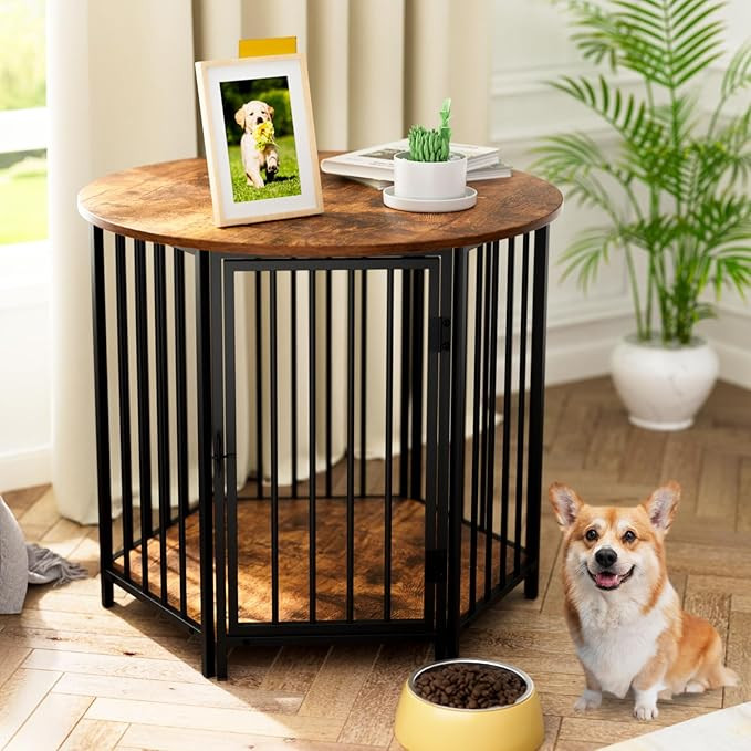 Dog Crate Furniture, Hexagonal Wooden Pet House Dog Crate Side End Table, Modern Decorative Dog K... | Amazon (US)
