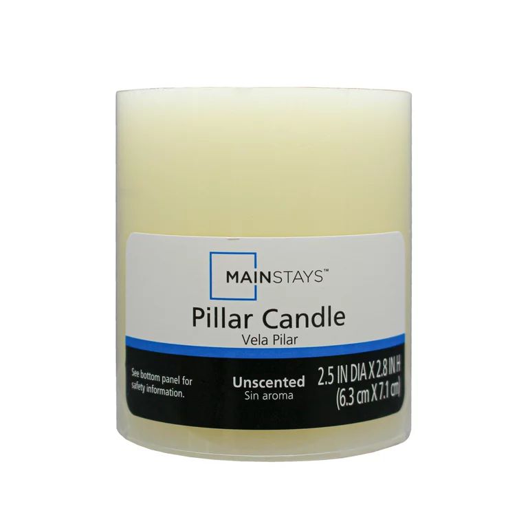 Mainstays Unscented Pillar Candles, 2.5x2.8 inches, Ivory - Walmart.com | Walmart (US)