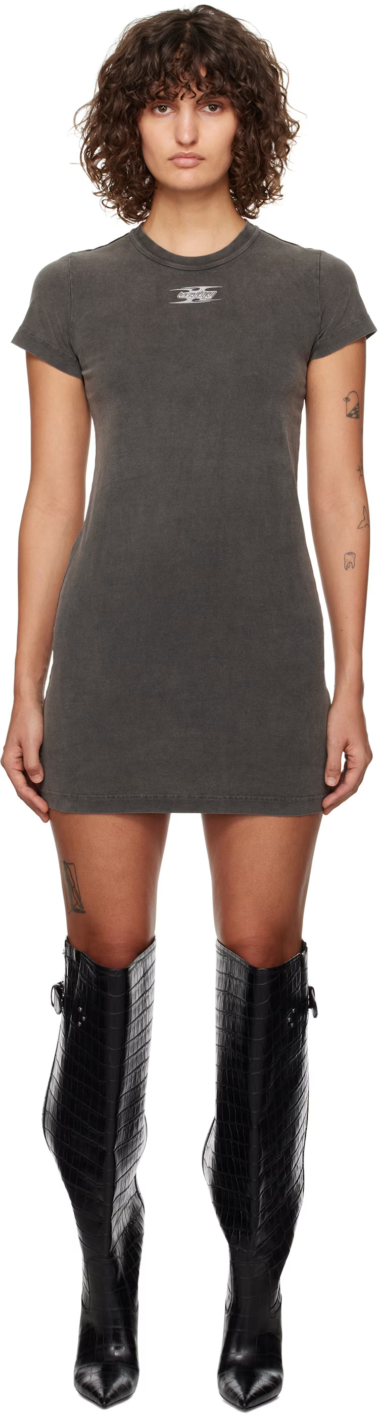 Gray Blade Logo-Embossed Minidress | SSENSE