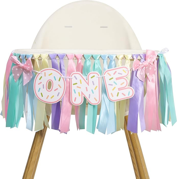 Donut 1 Years Old Birthday Banner - Sweet One Birthday Party Decorations, Soft Ribbon Ballet Skir... | Amazon (US)