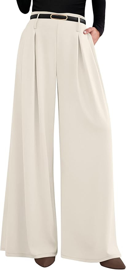 PRETTYGARDEN Womens Wide Leg Trousers 2026 Elastic High Waisted Dress Pants Pleated Slacks Flowy ... | Amazon (US)