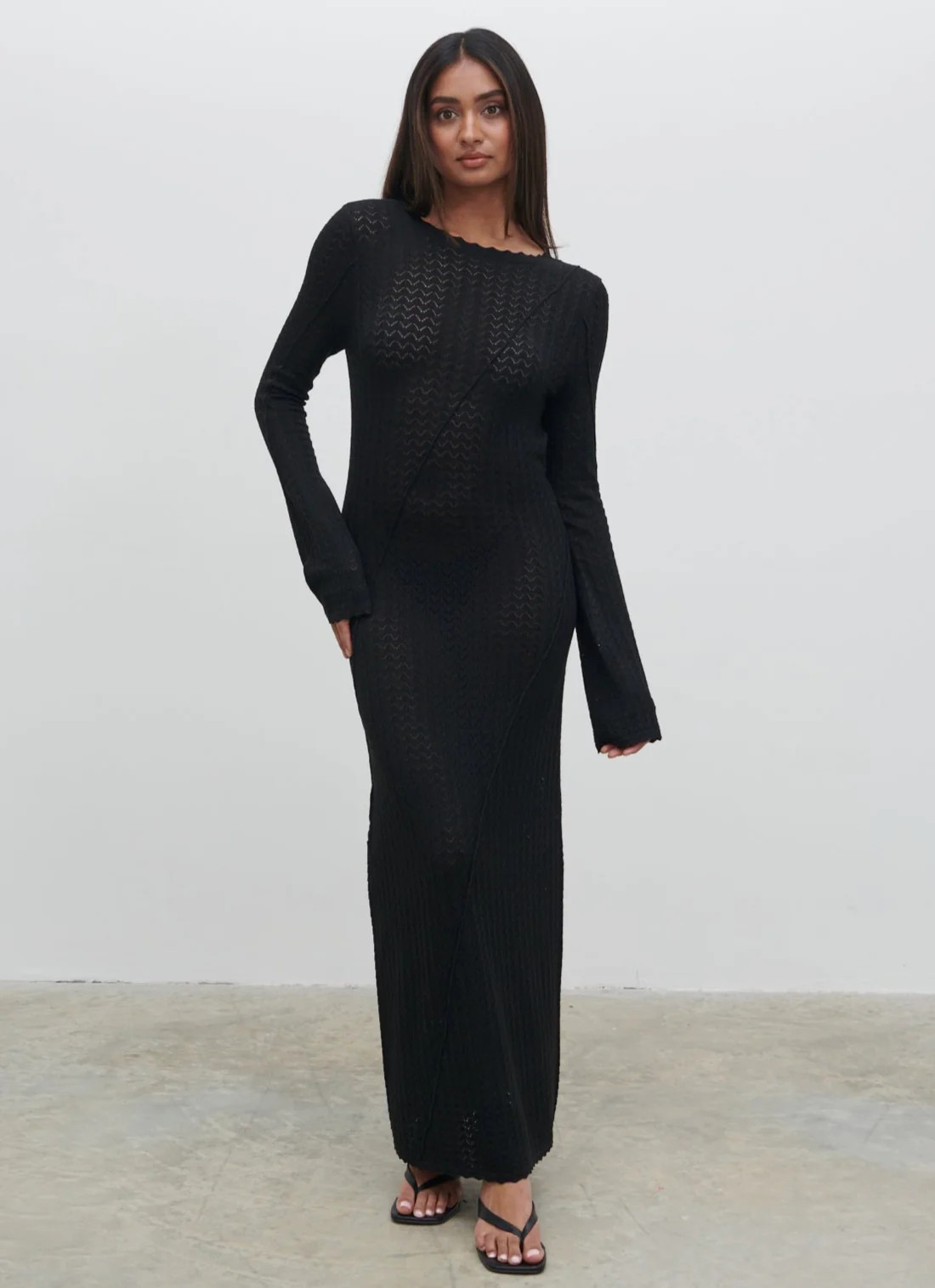 Adeline Knit Midaxi Dress - Black | Pretty Lavish (UK)