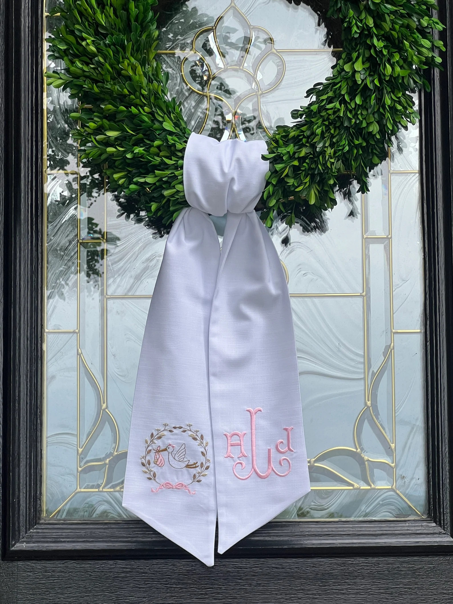 New Baby Wreath Sash With Triple Monogram Baby Room Decor - Etsy | Etsy (US)