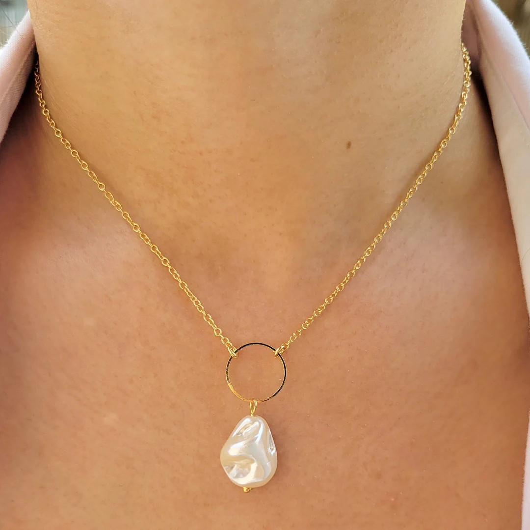 18K Gold Filled Barroca Pearl Necklace - Etsy | Etsy (US)