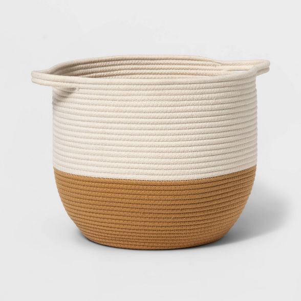 Coiled Rope Storage Bin with Color Band - Cloud Island™ Tan/White L | Target
