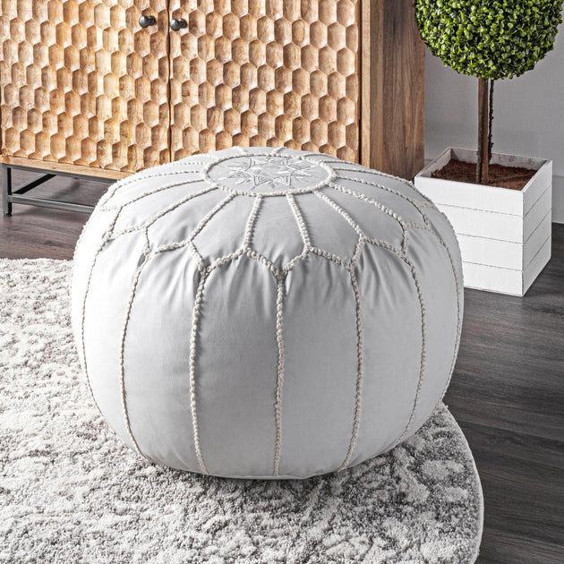 nuLOOM Classic Moroccan Faux Leather Filled Ottoman Pouf | Shop Premium Outlets