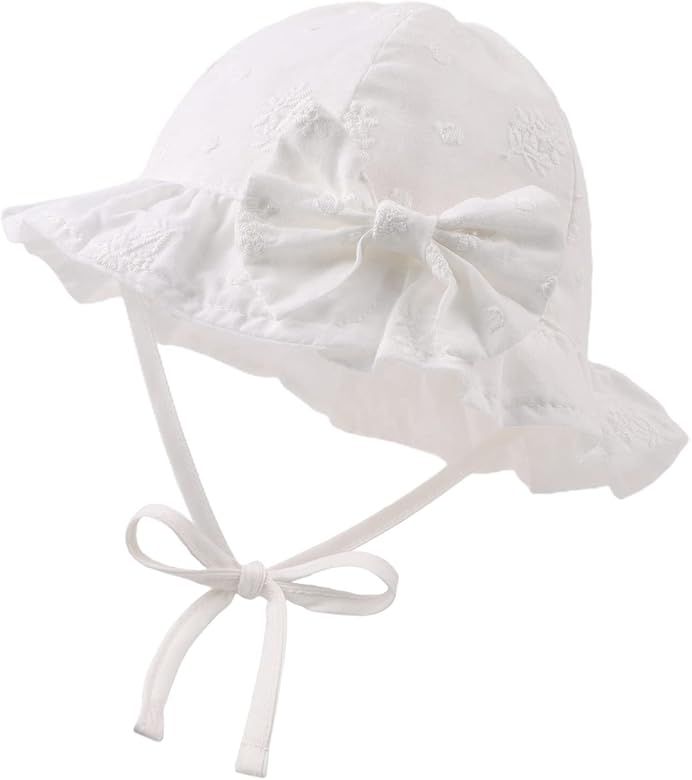 Bow Baby Girls Summer Hat Flower Toddler Girls Sun Hat Cotton Breathable Infant Hat | Amazon (US)