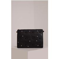 Chanelle Black PU Lip Studded Clutch Bag | PrettyLittleThing US
